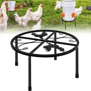 Черната кръгла стойка за поддръжка, издръжлив на притежателя, приятел на семейството, съсед, подарък, пиле, патица, аксесоари за хранене на домашни птици